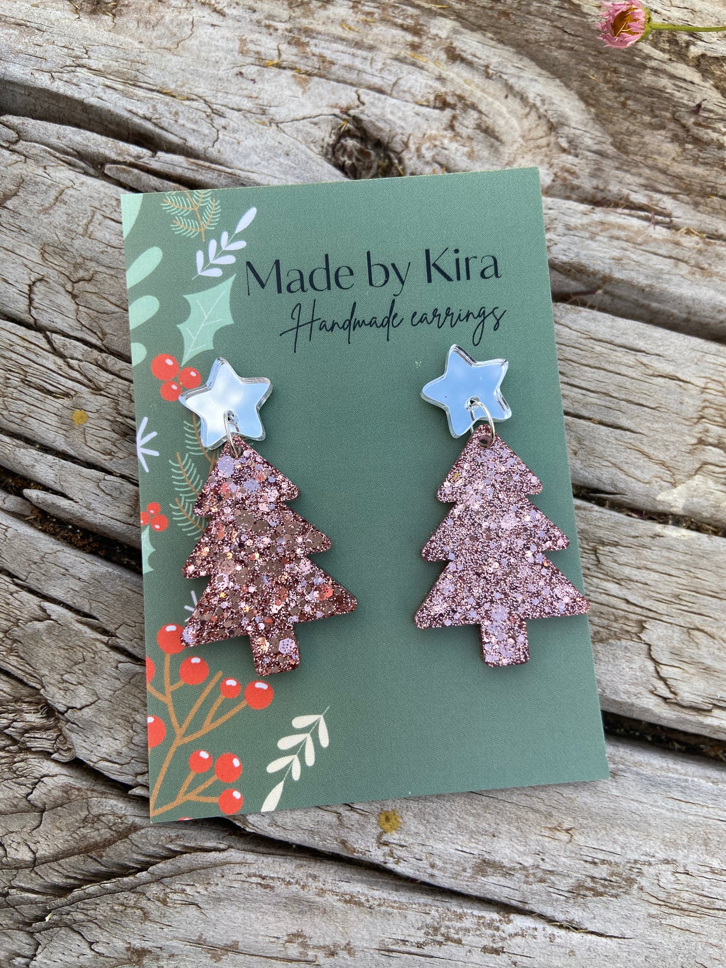 Rose gold tree dangles