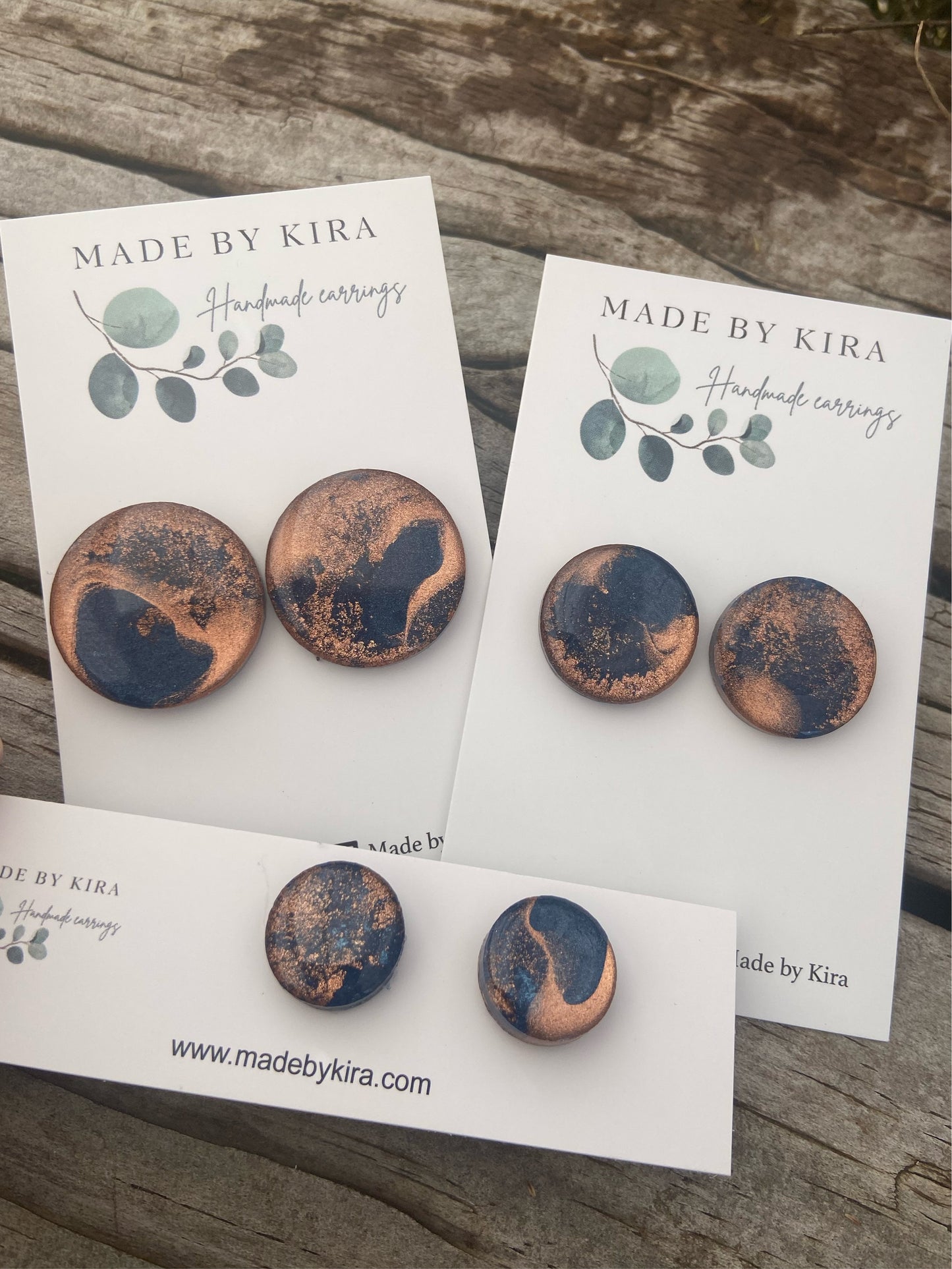 Ella studs- navy and copper
