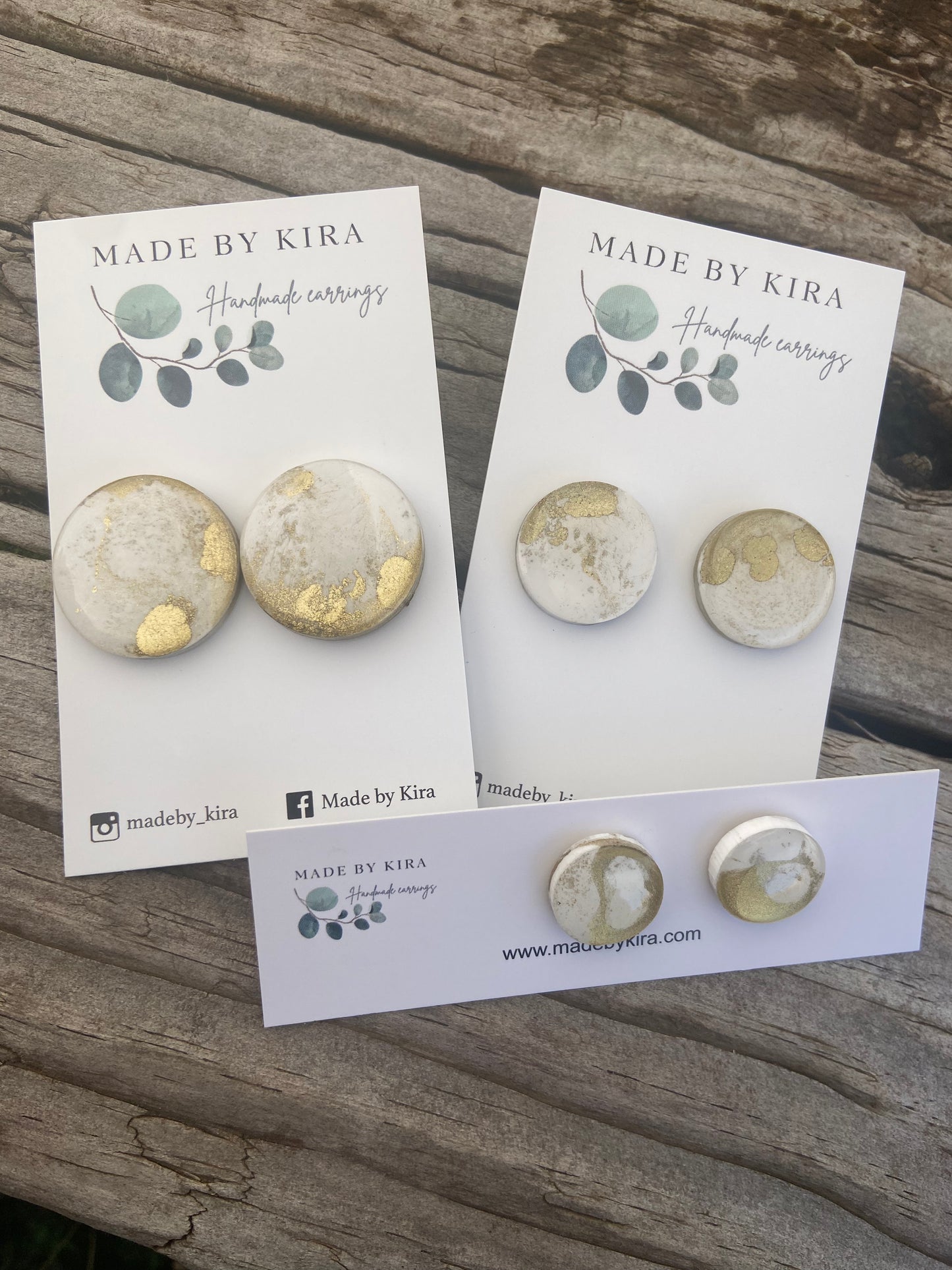 Ella studs- white and gold
