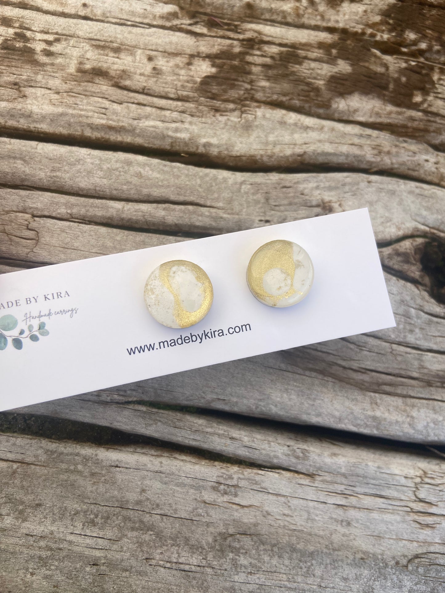 Ella studs- white and gold