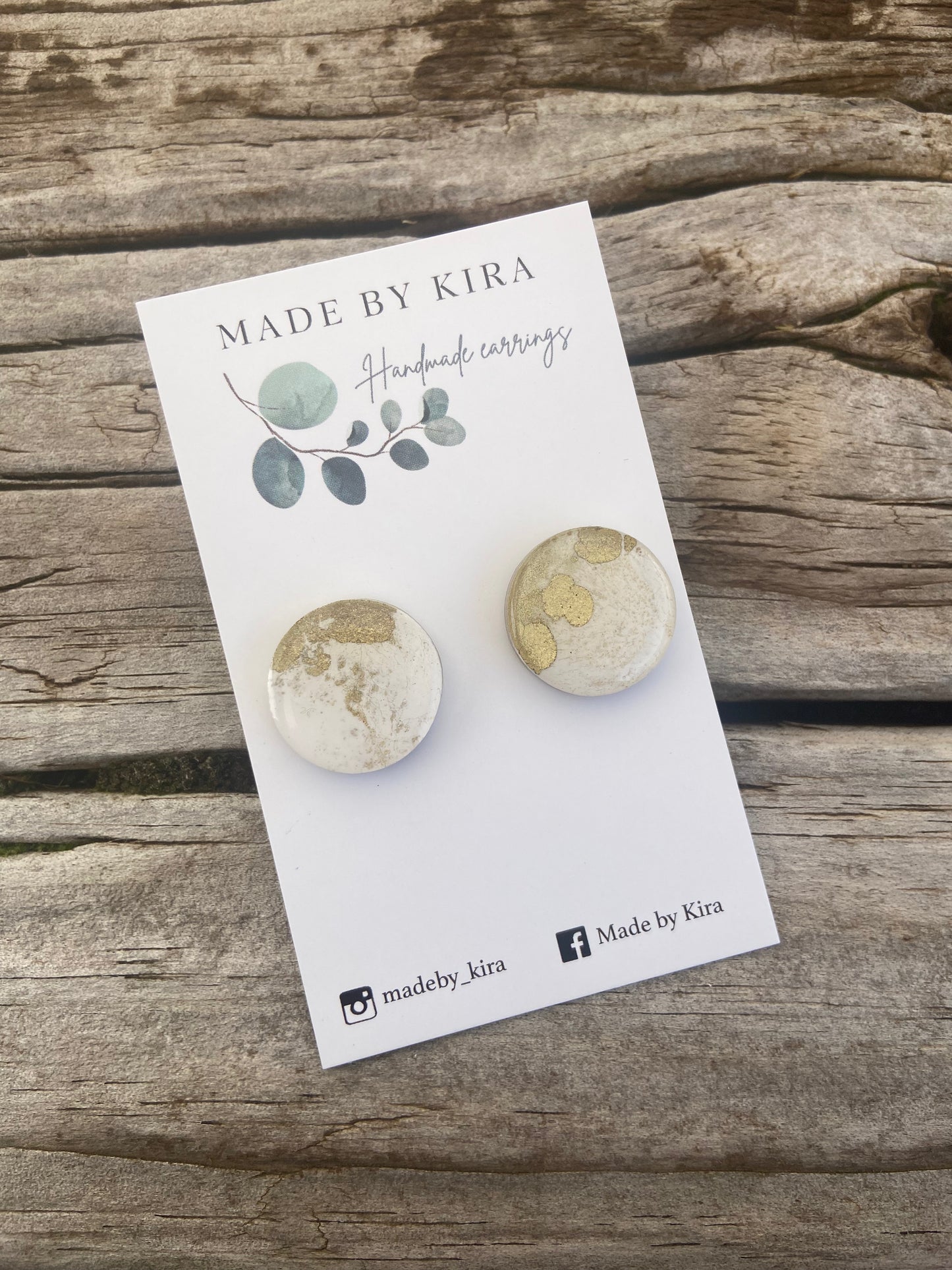 Ella studs- white and gold
