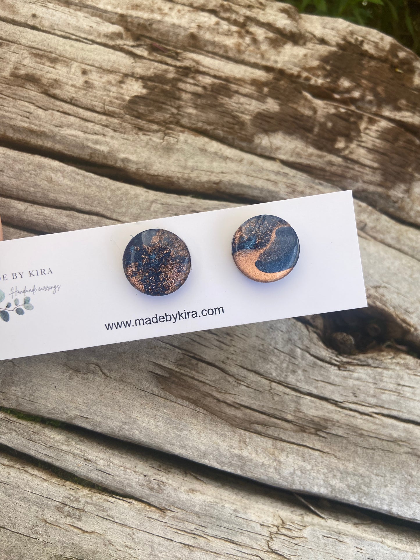 Ella studs- navy and copper