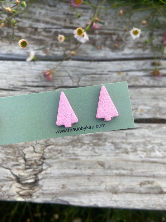 Textured tree studs- pink