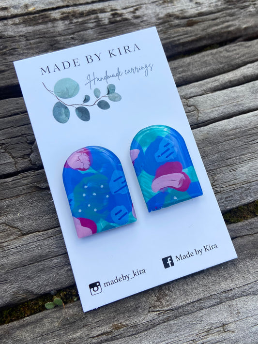 Coral reef large arch studs- hand painted