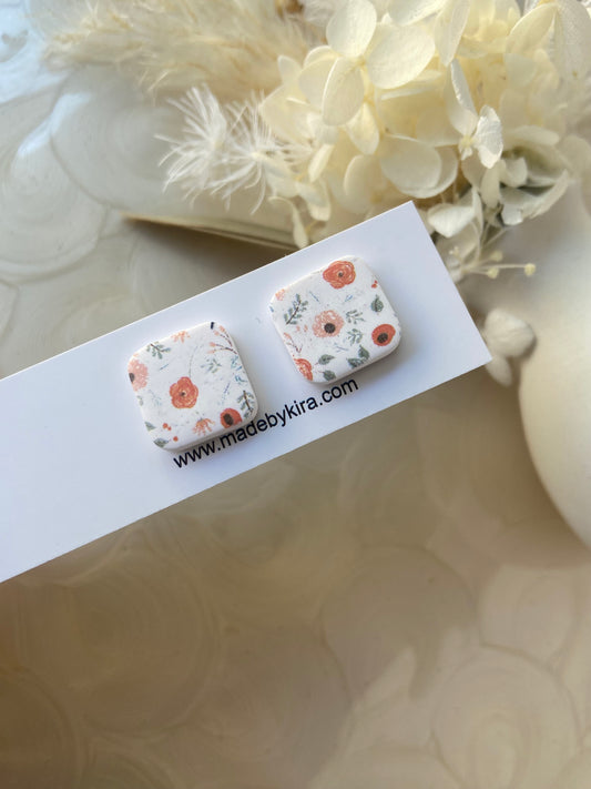 Autumn floral square studs