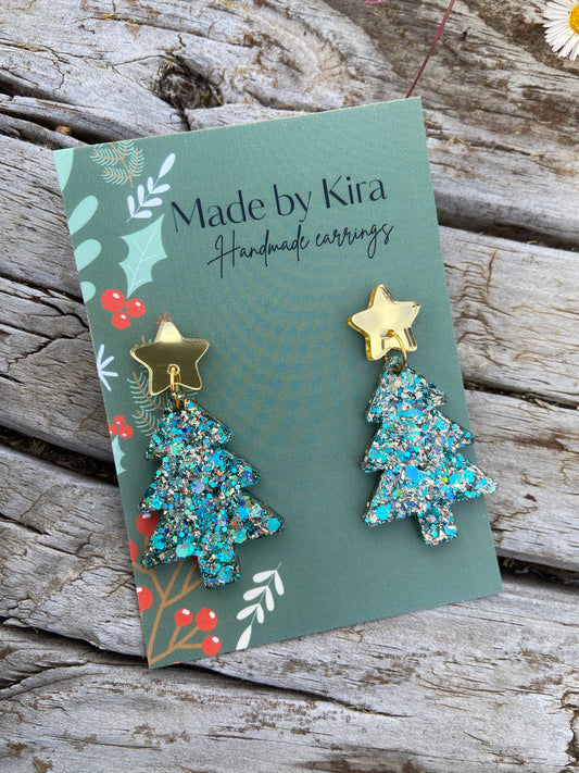 Turquoise and gold tree dangles