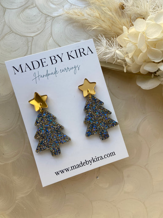 Navy and gold tree dangles