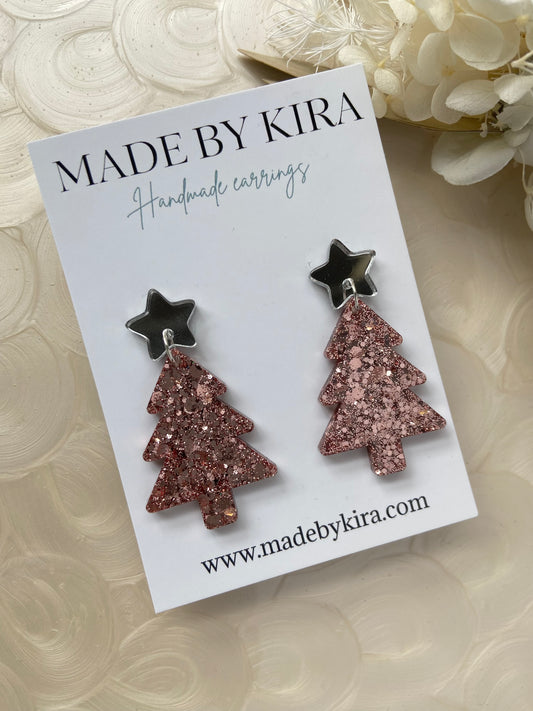 Rose gold tree dangles