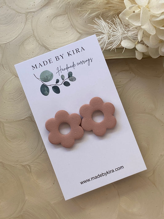 Round flower studs- terracotta