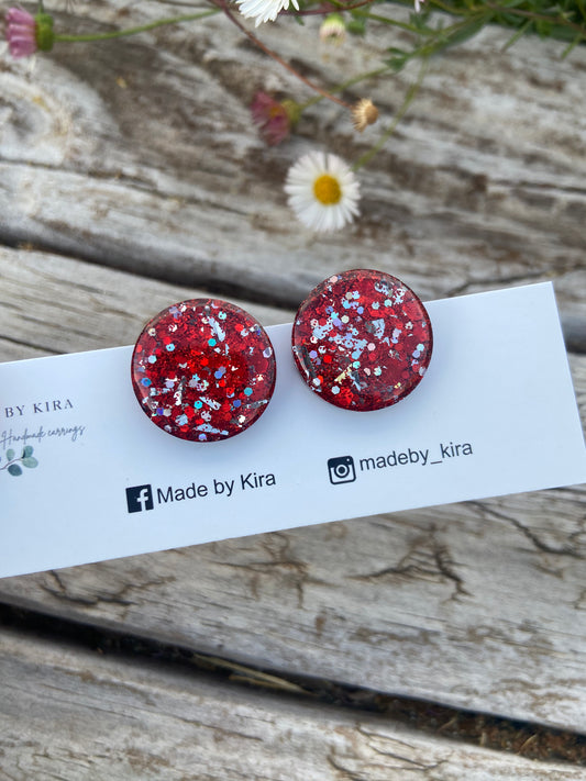 20mm Ruby and Silver studs