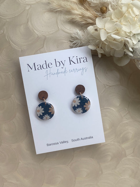 NAVY FLORAL small dangles