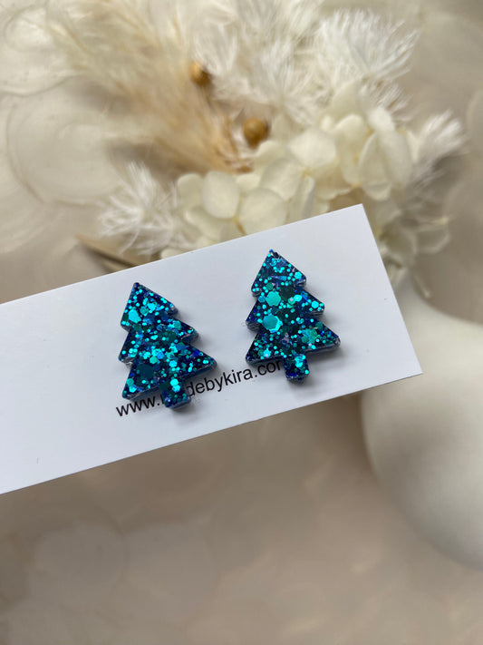 Ice blue tree studs