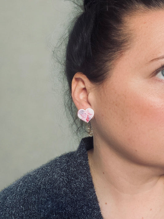 BLUSH PETAL STUDS -heart