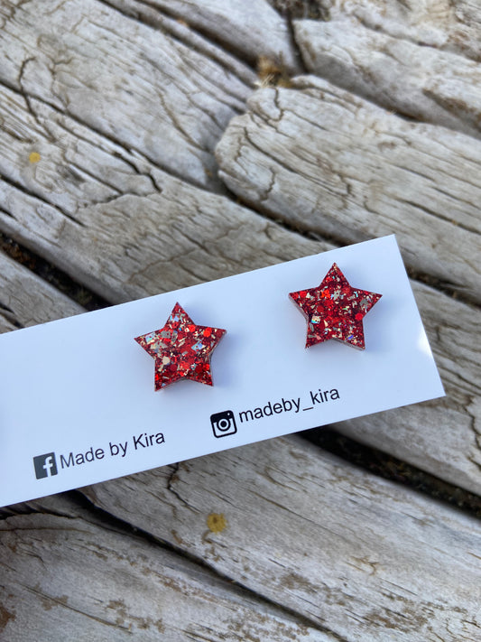 Red and gold star studs