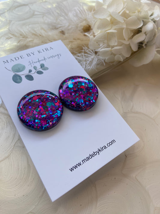 Mermaid sparkle studs- large