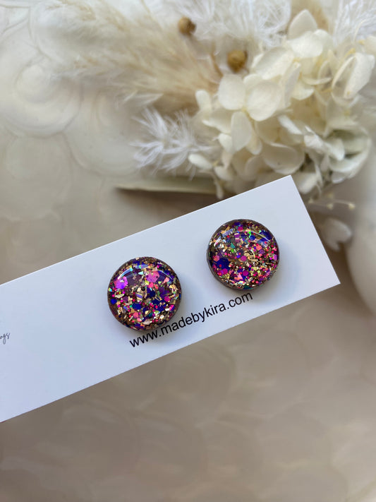 Purple and gold studs- small