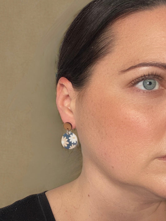 NAVY FLORAL small dangles