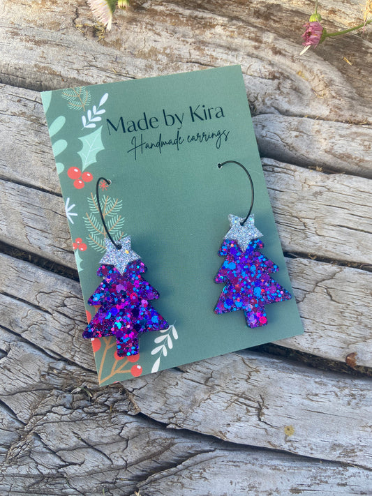 Mermaid sparkle tree hoops