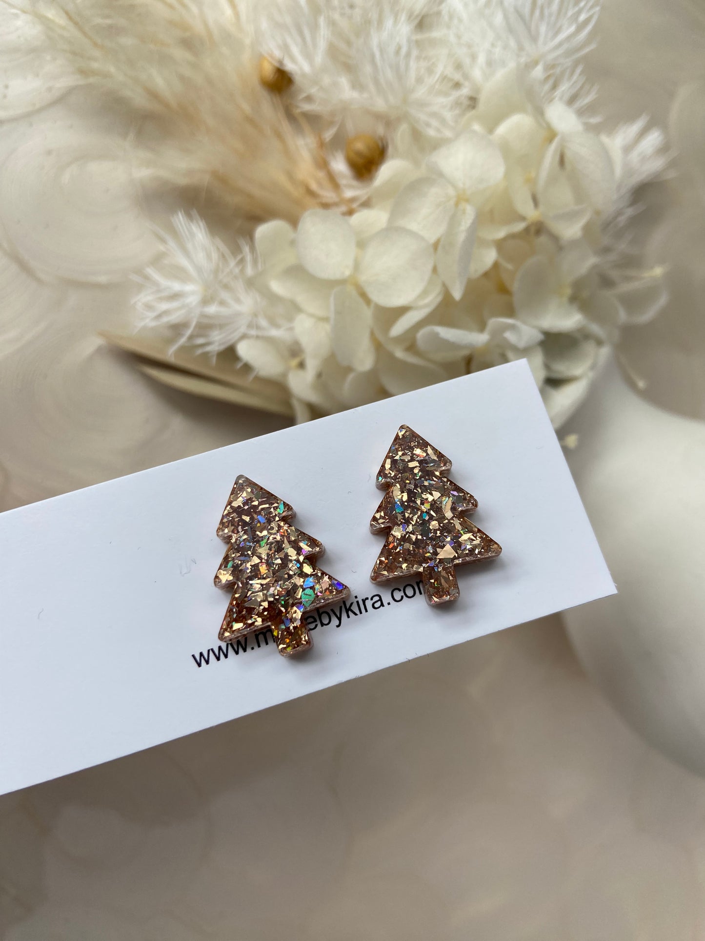 Gold sparkle tree studs