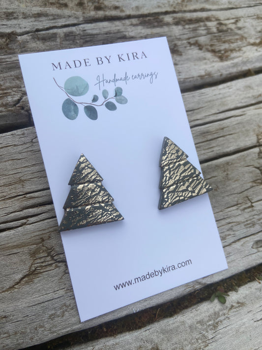 Khaki and gold tree studs