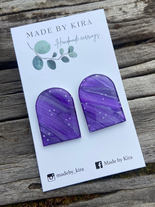 Hand painted large arch studs purple