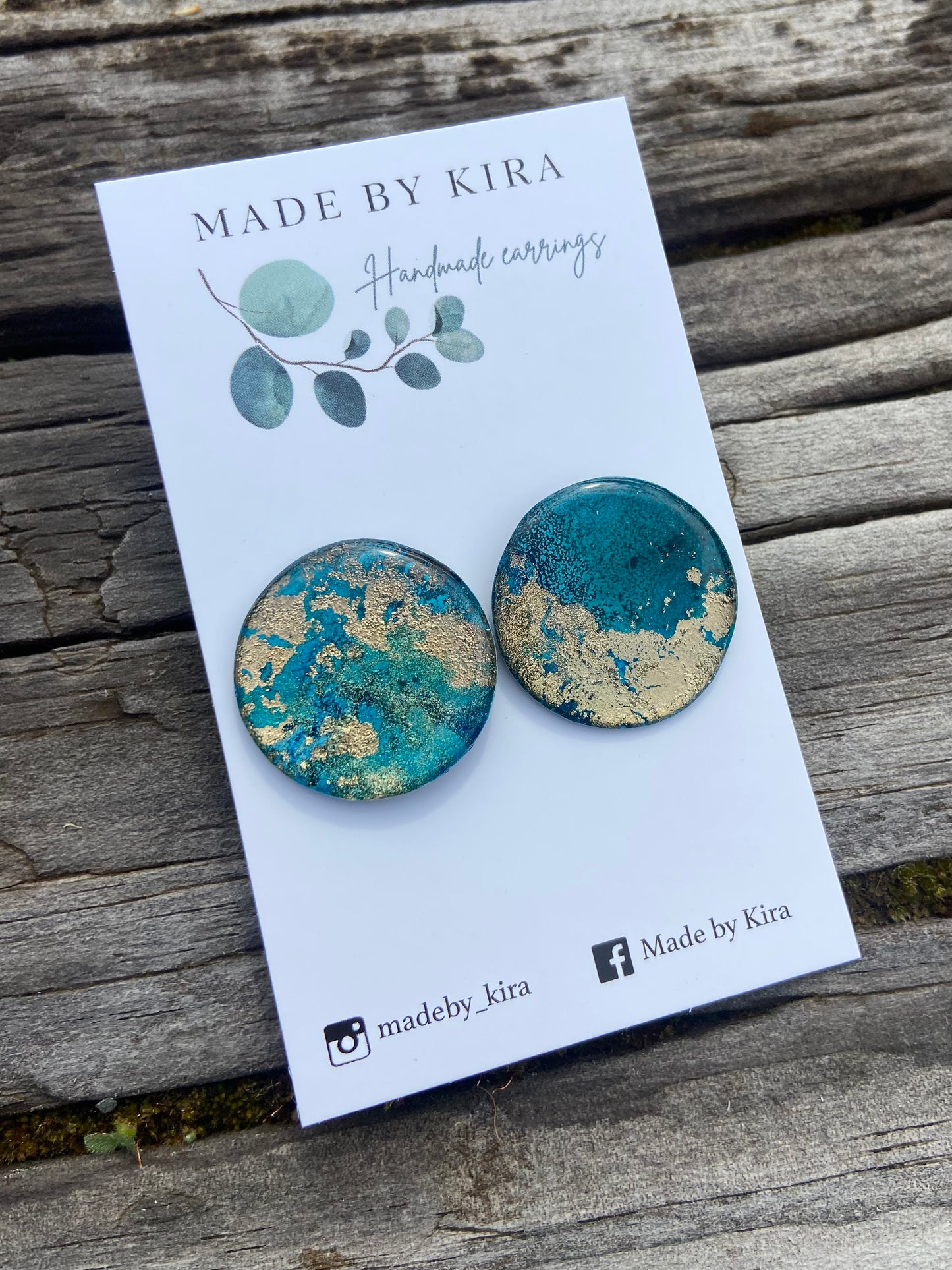 Inky large round studs- hand painted