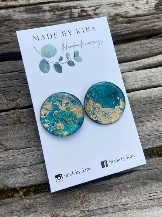 Inky large round studs- hand painted