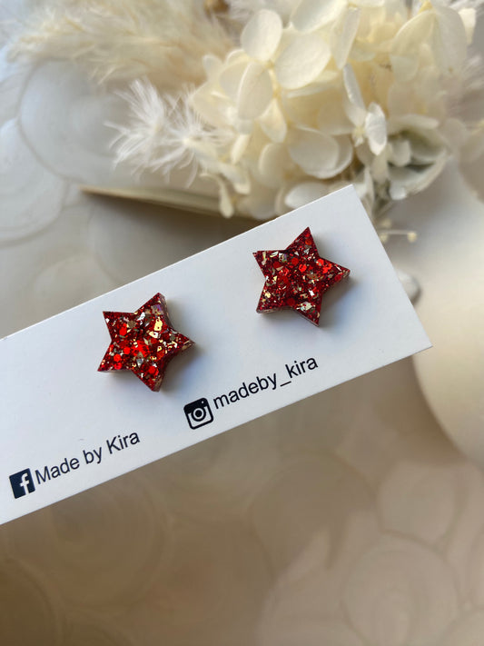 Red and gold star studs