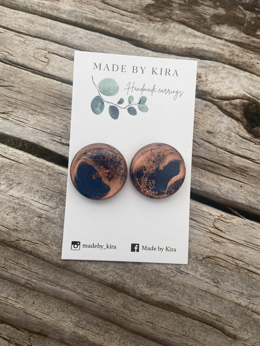 Ella studs- navy and copper