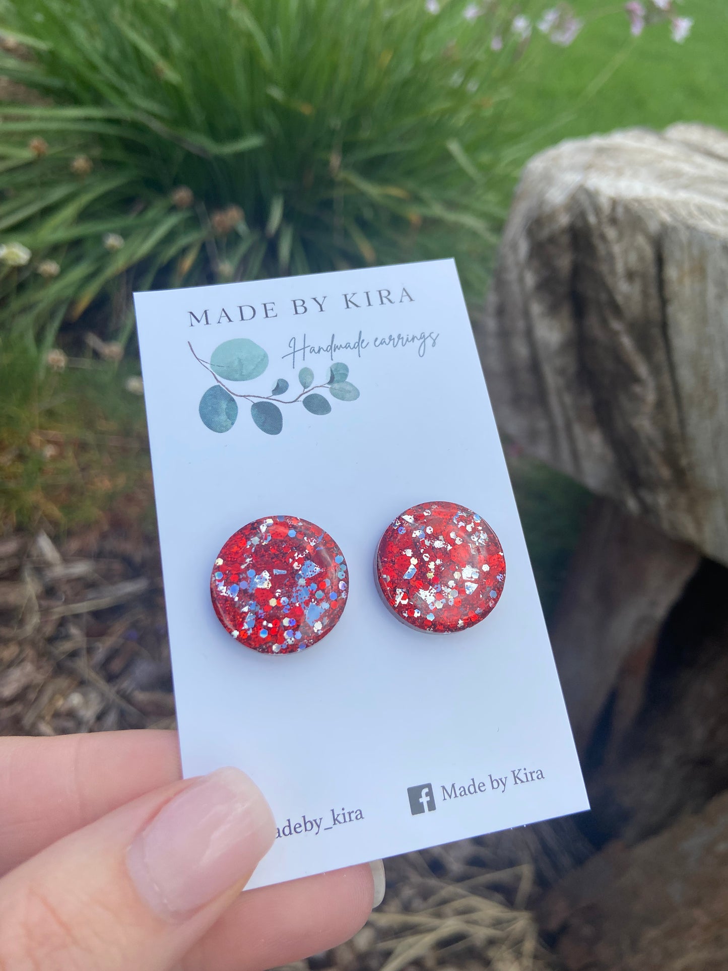 20mm Ruby and Silver studs